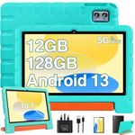 ZIOVO Tablet 10 Inch Android 13 Kids Tablet, 12GB RAM+128GB ROM(TF 1TB) Tablets, 5G WiFi Tablet, Octa-Core 2.0 GHz, BT 5.0/8+5 MP/6000mAh/Widget,Tablet with EVA Case - Green