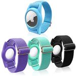 AirTag Wristband for Kids, 4 Pack Air Tag Bracelet Holder Compatible with Apple Item Finder, Adjustable iTag GPS Watch Strap Stretchy Silicone Wristlet Anklet Protective Cover Case for Child/Toddlers