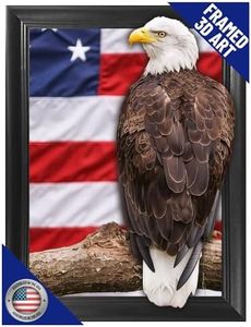 American Eagle 3D Poster Wall Art Decor Framed Print | 12x16 inches | Star Spangled Banner Pride Proud USA Patriot Flag Lenticular Posters & Pictures