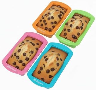Bakerpan Silicone Mini Cake Holders, 4.5 Inch Mini Loaf Pan, Reusable Rectangle Shape Mold, Set of 4