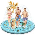 Splash Pad, Large Size Sprinkler Play Mat for Kids, Summer Outdoor Water Toys Fun Backyard Fountain Wading Pool for 3 Age+ Children Girls and Boys (86.6" Animal)