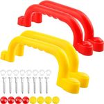 Restroma 4 Pieces Kids Playground Safety Handles Playground Grab Handle Bars Playground Accessories Equipment for Kids Outdoor Playset Backyard Playhouse Tree House Jungle Gym (Yellow,Red)