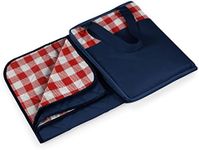 ONIVA - a Picnic Time brand - Vista Outdoor Picnic Blanket & Tote - Beach Blanket - Camping Blanket, (Navy with Red Check)