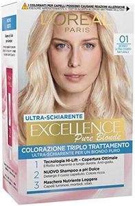L'Oréal Paris Excellence Creme, Tinta Colorante con Triplo Trattamento Avanzato, Copre i Capelli Bianchi per un Risultato a Lunga Durata, 01 Biondo Ultra Chiaro Naturale