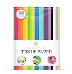 Tissue Paper for Gift Wrapping (100 Sheets) 20 Assorted Colors, Gift Bags, Packaging, Floral, Birthday, Holidays, Christmas, Halloween, and DIY Crafts