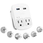 Ceptics Universal Travel Adapter kit, Dual USB (QC 3.0) + 2 US outlets + USB-C Cable, Use with Chargers, Cell Phones, Laptops, 6 Plug attachments for Worldwide use (Does Not Convert Voltage) (WPS-2B)