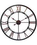 Infinity Instruments Fusion 28-Inch Oversized Decorative Roman Numerals Quartz Movement Large Metal Wall Clock for Living, Kitchen, Dining Room, Bedroom, 30 Inch, Black, Bronze, Copper