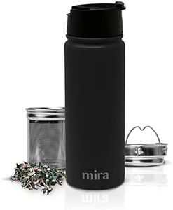 MIRA Stainless Steel Insulated Tea Infuser Bottle for Loose Tea - Thermo Travel Mug with Removable Tea Infuser Strainer - Black - 18 oz