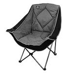 LANMOUNTAIN Oversized Folding Camping Chairs,Portable Heavy Duty Outdoor Padded Lawn Chair w/Cup Holder Perfect for Adults Picnic,Parties,Picnics,and Beach Trips,Black