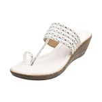 Metro Women White Synthetic Leather Wedge Heel Sandal UK/4 EU/37 (32-33)