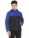 U.S. Polo Assn. Men Blue And Black Detachable Hood Colour Block Jacket