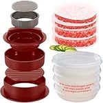 Hamburger Press Patty Maker Freezer Containers - 100 Patty Papers All In One Convenient Package, 10 Piece Set Hamburger Patty Mold, Essential Tool to Make Stuffed Burger Patties, Hamburger Press