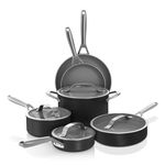 Ninja NeverStick Ceramic Pro 10-Piece Cookware Set, Non-Stick Pots & Pans Set with Glass Lids, Ceramic Coated, Stainless Steel, Stove to Oven Safe, All Stovetops & Induction Compatible,Black CW39010BK