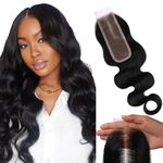 Lashey 2x6 HD Lace Closure, Natural Black HD Closure Pre Bleached Knots Pre Plucked Hairline Body Wave Human Hair 14 Inch