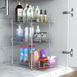 3 Tier Bathroom Organizers with Dividers, Clear Medicine Cabinet Organizer Pull-Out Under Sink Organizers, Multi-Purpose Storage Organizers for Skincare Cosmetic Pantry