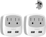 TESSAN Australia New Zealand Power Plug Adapter, Type I Travel Plug Converter with 2 USB Ports 2 AC Outlets, US to Australian Argentina Fiji China Au Adaptor (2 Pack) Grey