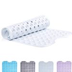 TranquilBeauty Bath, Shower Mat, No Slip with Suction Cup, Anti-Mildew, Machine Washable, No Latex, Ideal for the Elderly and Children (White, 100 x 40 cm)