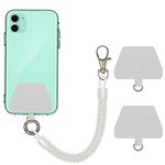 COCASES Phone Lanyard, Universal Theftproof Anti-Lost Elastic Tether Wrist Strap with Patch Compatible with Most Smartphones(Transparent)