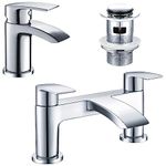 [Bath Tap & Bathroom Sink Tap] Hapilife Basin Mixer Monobloc Tap Waterfall and Bath Filler Tub Tap Chrome