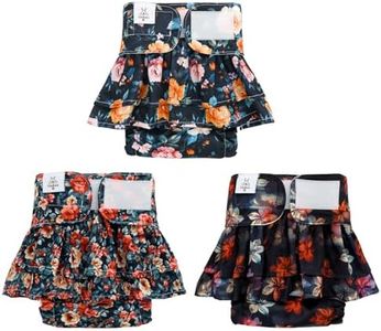 CuteBone Female Dog Diapers with Skirts 3 Pack Reusable Puppy Dresses Pants for Heat Cycle Period QBD21XL