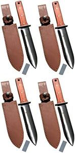 Garden Guru Hori Hori Garden Knife Supreme Set for Weeding, Digging, Pruning, and Cultivating - Stainless Steel Full Tang Blade | Marks for Measuring Planting Depth | Premium Leather Sheath (4 Pack)