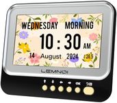 Lemnoi 7 Inches Dementia Clocks,Digital Calendar Day Clock with Day and Date, Alarm Clock for Memory Loss,Alzheimer's,Elderly,15 Alarm &Medication Reminder,Auto DST (black)