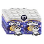 Panda Cuddle 3‑Ply Quilted Toilet Paper – Ultra Soft & Gentle Bulk Loo Rolls, Bulk Bathroom Tissue - Maxi Value Pack of 117 Rolls, Sustainable Gentle Bathroom Tissue, Unscented - Pack of 117
