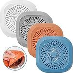 New upgrade 4 Pcs Silicone Drain Protector with Sucker, Hair Catcher for Bathroom,Strainer Plug Trap Filter for Bathroom, Bathtub, Kitchen