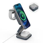 TESSAN Wireless Charger, 3 in 1 Charging Station for Phone Watch Earphones, Charging Pad for Multiple Device, Travel Essentials, Magnetic Charging Block Compatible with iPhone 15 Series and More