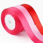 ASTARON Satin Ribbon for Valentine Crafts 1 Inch, Red Pink Solid Color Ribbon Fabric Ribbon for Valentines Day Gifts Wrapping Bouquets DIY Hair Bows Silk Ribbon for Valentines decorations