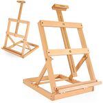 VISWIN Heavy-Duty H-Frame Tabletop Wooden Easel, Hold Canvas up to 23”, Adjustable Beech Wood Artist Desktop Easel for Painting Canvas, Adults, Beginners