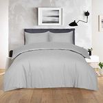 ARLINENS Soft Hotel Quality Satin Stripe T300 100% Egyptian Cotton Duvet Quilt Cover with Pillowcases Bedding Set (Grey, King)