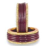 Praavya Rajasthani Traditional Beautiful Designer Lac Bangle Set For Women and Girls (Set of 6) | Chuda Set | Lakh Chudi Set (Maroon, 2.6)