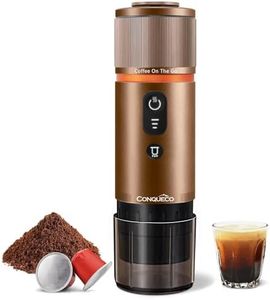 CONQUECO Machine à Café Portable Espresso: Voyage Cafetière Rechargeable 12V - Compatible avec les Capsules Nesspreso et Lavazza（marrón）