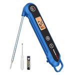 ThermoPro 1-3s Instant Read Thermometer, IPX6 Waterproof Meat Thermometer Foldable Temperature Probe with Backlight/Calibration/Lock, Use for Grill Smoker Oil Deep Fry Candy Bread, Ocean Blue