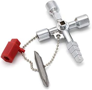 S-H CHSEROK 4 Voies Clé Croisée Multifonction Universelle d'armoire pour Compteurs d'eau, Gaz et d'électricité, Radiateurs, Ascenseurs (Argent)