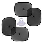KINGSWAY Car Window Curtain Sticky Sun Shades Use for All Cars, Universal Fit Sunshades for Side Window, Rear Window, Black Color, 4 Pieces