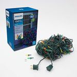 PHILIPS 150 LED Multicolor Faceted Mini Net Lights on Green Wire - UL Listed for Indoor/Outdoor Use - 6' by 4' Lighted Area - String Lights for Christmas Decorating