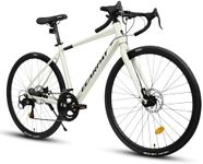 700C Lightweight Aluminum Road Bike, 16-Speed Racing Bicycle with Disc Brakes, Hybrid Commuter Bike for Men and Women, Perfect for City Roads and Outdoor Cycling (M-Cream-A)