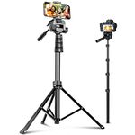 Aureday 67” Phone Tripod, Detachable and Extendable Selfie Stick Tripod for iPhone/Android Smartphone/Camera/GoPro, Portable Cell Phone Tripod with 360-Degree Rotatable Pan Head