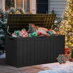 YITAHOME 100 Gallon Resin Deck Box, Weather Resistant Outdoor Storage Box, Lockable Indoor Outdoor Storage for Supplies and Essentials, Black