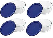 Pyrex Blue Storage 2 Cup Round Dish, Clear Lid, Pack of 4 Containers