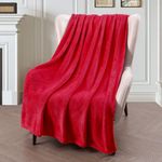 Exclusivo Mezcla Soft Throw Blanket, 127 x 178 CM Fleece Velvet Blanket for Sofa Settees, Fluffy Sofa Throws, Warm, Cozy, Plush and Lightweight Red Blanket