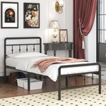 Nailsong 18 Inch Twin XL Bed Frames with Headboard and Footboard, Heavy Duty Metal Twin XL Platform Bed Frame No Box Spring Needed, Easy Assembly, Under Bed Storage, Noise Free, Black