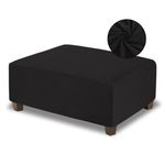 NeColorLife Ottoman Cover Rectangle Velvet Storage Ottoman Slipcover Rectangular Thick Stretchable Footrest Stool Covers with Elastic Band for Oversized Ottoman(XX-Large Size,Black)