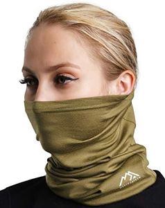 Merino.tech Merino Wool Ski Neck Gaiter - Face Mask Neck Warmer for Men & Women (Olive Grove)