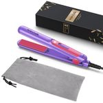 Wavytalk Mini Portable Flat Iron, 0.7 Inch Dual Voltage Flat Iron - Small Flat Irons for Short Hair, Curls Bangs, Worldwide Use Travel Flat Iron (Purple)