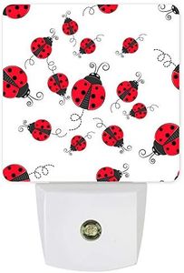 Futuregrace Nightlight Plug in LED Lights for Bedroom, Red Ladybug Pattern Night Lights Plug into Wall with Light Sensors Room Decor for Nursery Children Kids Boys Girls