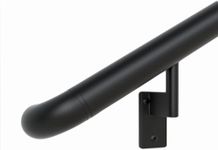 Promenaid 3ft ADA Handrail Kit - Black - Complete Indoor/Outdoor Handrail for Stairs - 1.6" Round Anodized Aluminum Railing With 2 Satin Black Painted Pivoting Brackets & ADA Wall Returns