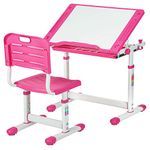 FDW Chair Set with Storage Study Child School Adjustable Height Children's Table Desk Kids, Pink